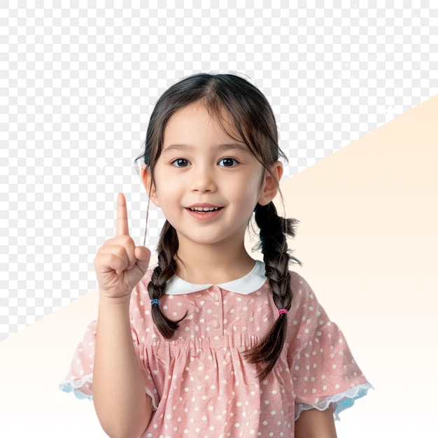 PSD เด็กผู้หญิงในชุดสีชมพูกำลังชี้ไปที่ป้ายที่เขียนว่า ฉันรักเธอ