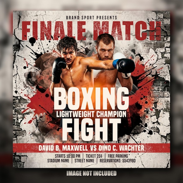 PSD intense boxing finale match promotional poster