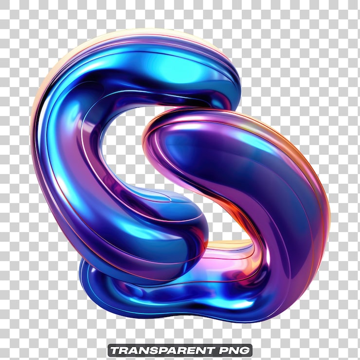 Iridescent fluid abstract shape isolated
