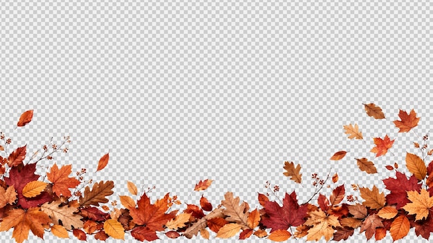 PSD late fall leaf border overlay with transparent background