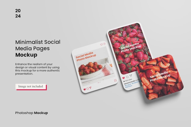 PSD minimalist social media pages mockup for showcasing your design to clients