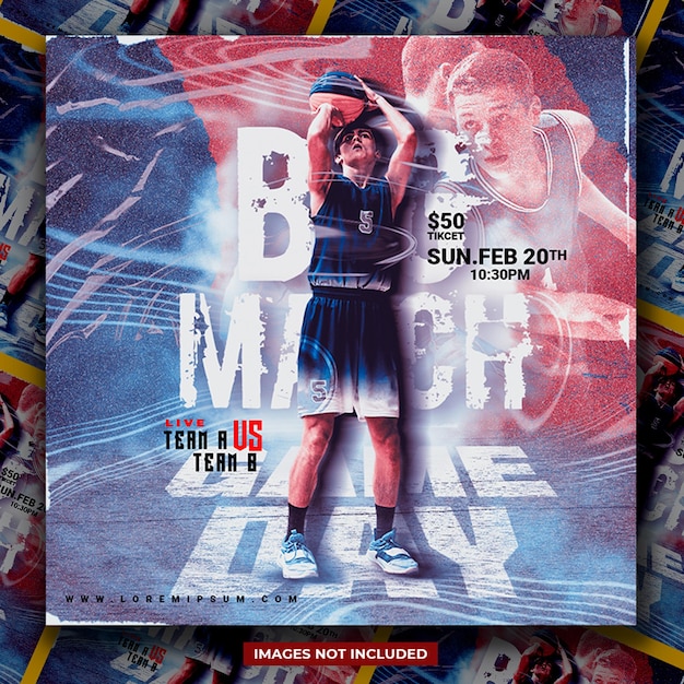 PSD psd basketball player poster social media post template