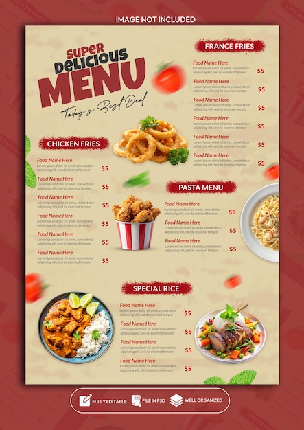 PSD restaurant special food menu poster design template