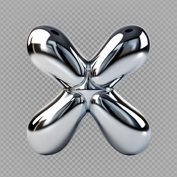 silver chrome balloon shaped cross symbol isolated on transparent background generative ai
