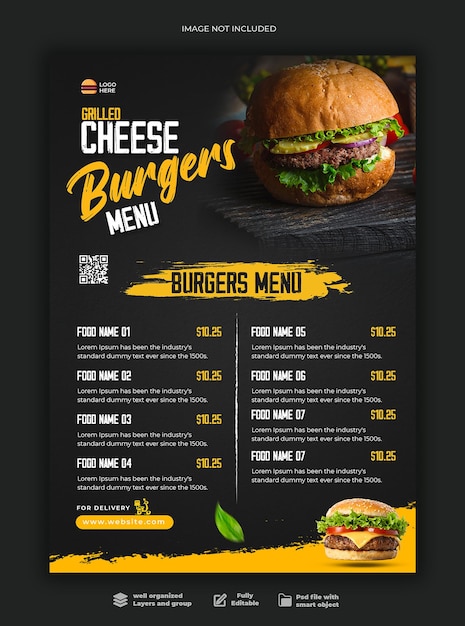 PSD special food menu restaurant poster template
