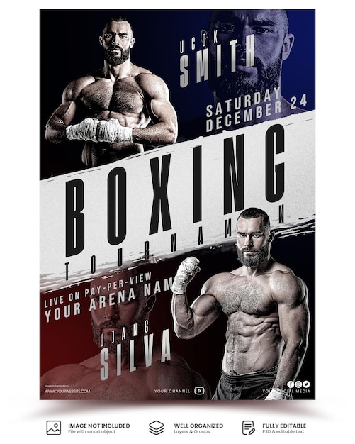 PSD sports boxing event poster a4 template