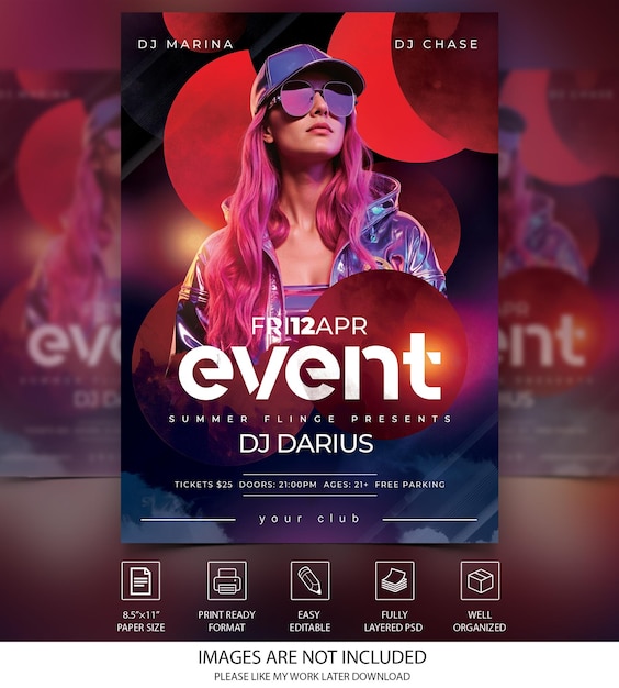 PSD summer party event flyer poster