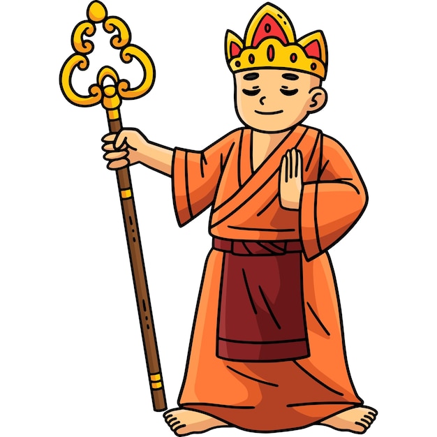Vector พระพุทธศาสนา พระพุทธรูป สวมมงกุฎ การ์ตูนภาพตัดปะ