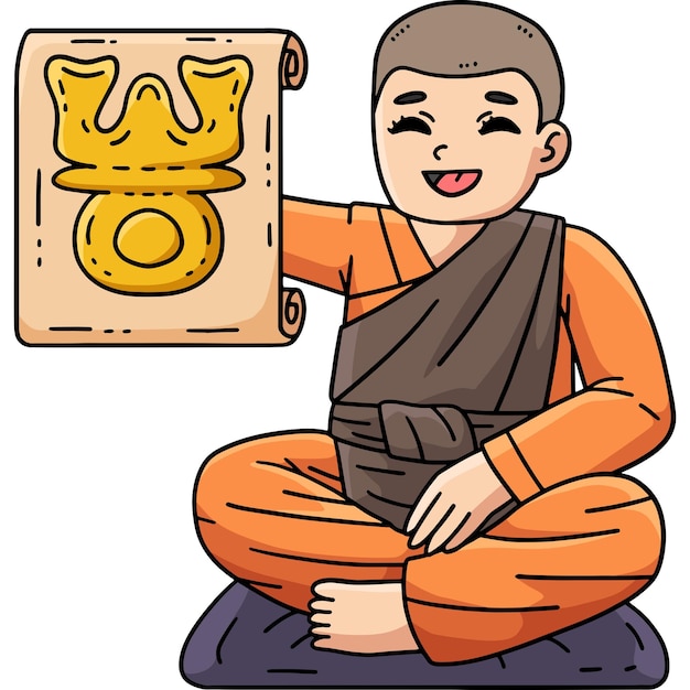 Vector ภาพตัดปะพระภิกษุสงฆ์ในศาสนาพุทธ