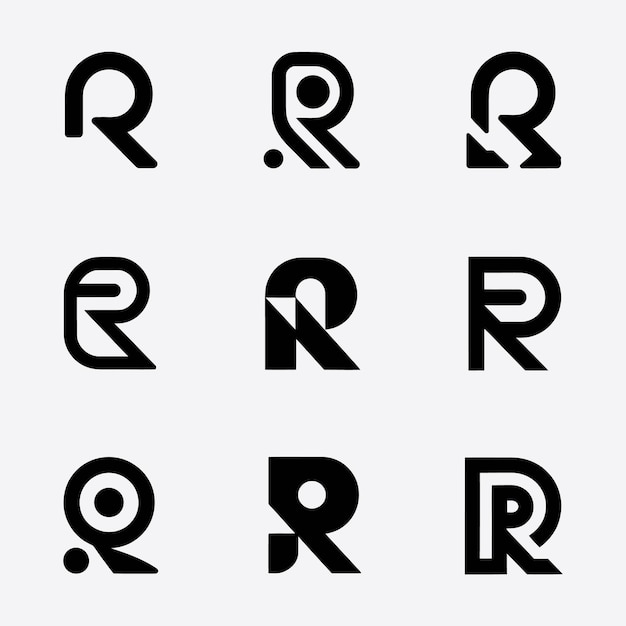 Vector collection of modern minimalist initial letter r company logo