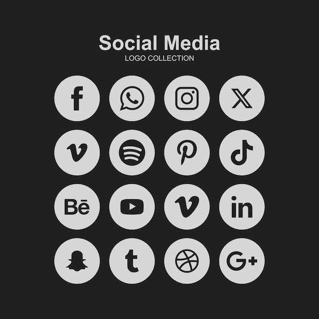 Vector collection of popular social media logo