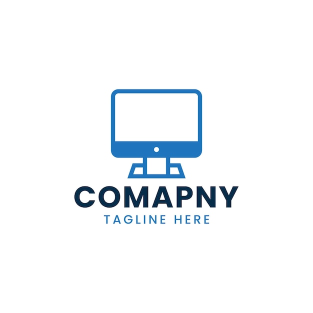 Vector computer monitor screen simple modern logo design vector