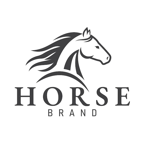 Vector dynamic strong line running horse logo