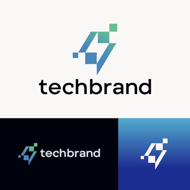 Vector electric pixel tech logo design vector