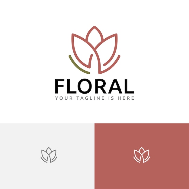 Vector elegant lotus flower floral blossom abstract line logo