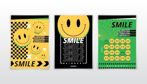 Flat acid emoji poster