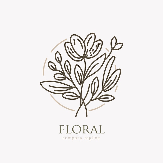 Vector floral flower botanical logo design template vector illustration