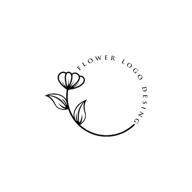 Vector flower logo line vector template.