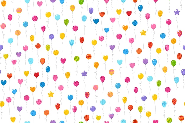 Vector flying balloons seamless pattern patterned colorful balloon celebration endless vector repeat design
