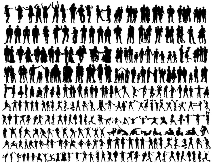Vector flying butterflies, black and white silhouette, on a white background