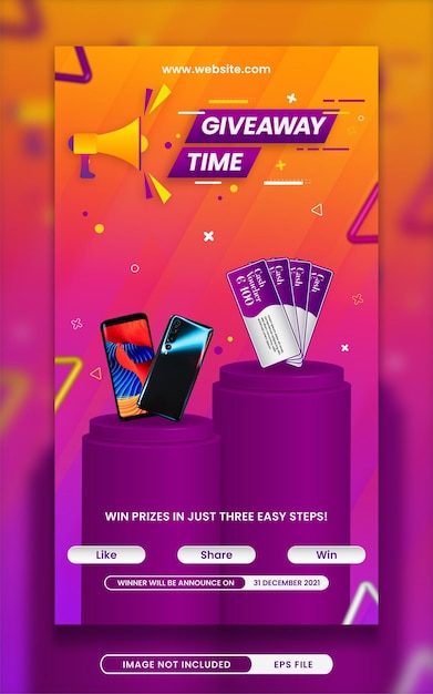 Vector giveaway invitation contest social media story post template