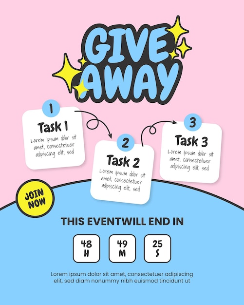 Vector giveaway poster vector design cute pastel social media event template