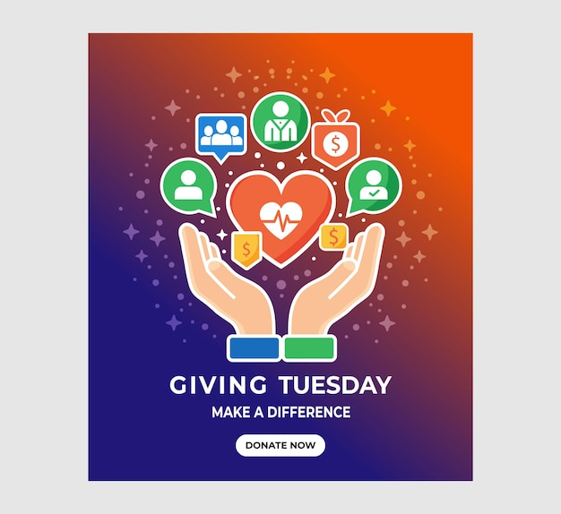 Vector giving tuesday บริจาคตอนนี้เพื่อสร้างความแตกต่าง