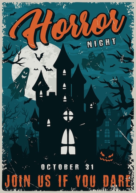 Vector halloween horror night colorful sticker