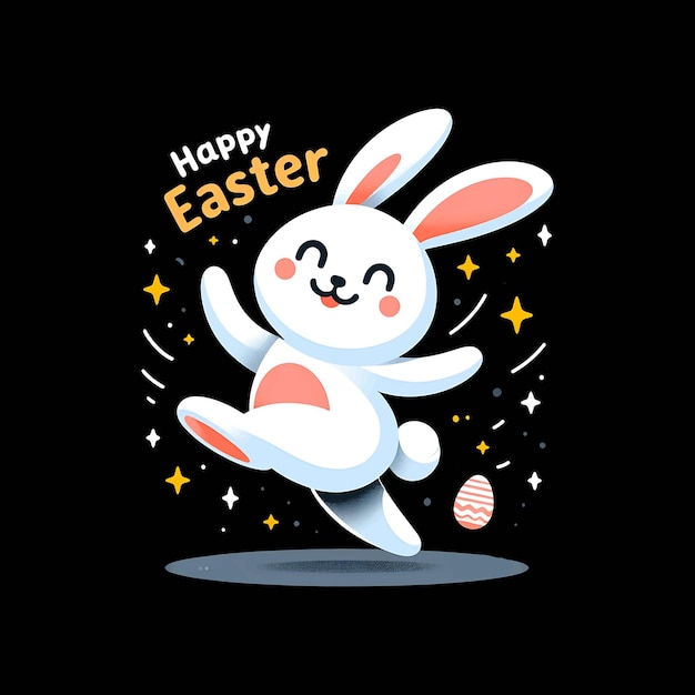 Vector กระต่ายเต้นมีความสุข สุขสันต์วันอีสเตอร์