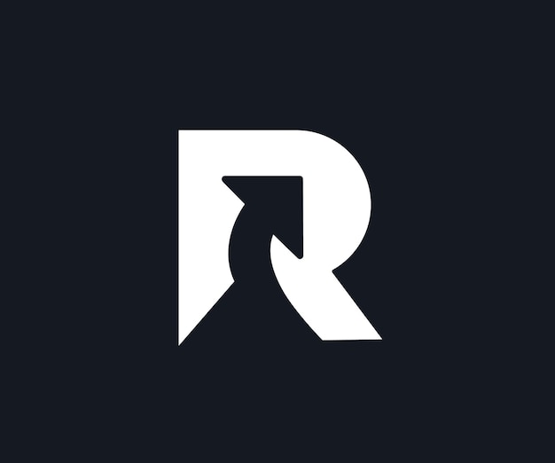 Vector initial r arrow logo design on black background