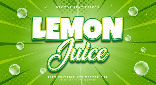 Vector น้ำมะนาว สไตล์ของเหลว เทมเพลตเอฟเฟกต์ข้อความแก้ไขได้ 3 มิติ