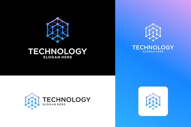 Vector letter a tech connection logo with abstract dot blockchain and molecule graphic design vector
