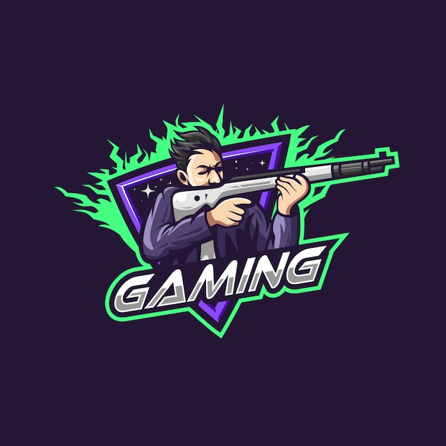 Vector man holding weapon for gaming squad esports logo