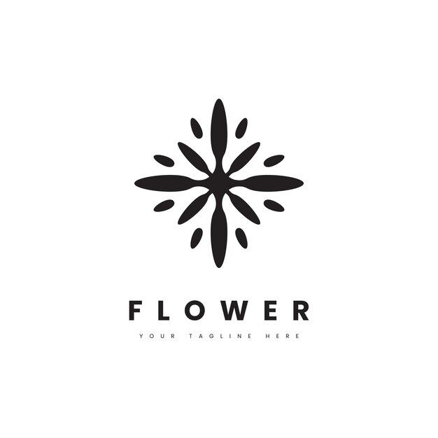 Vector minimalist flower silhouette logo with natural themes