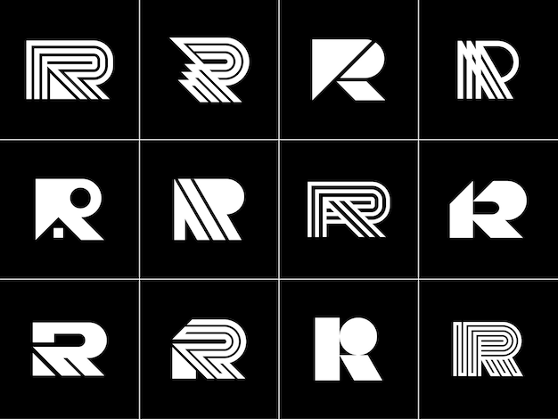 Vector minimalist line letter r logo design branding