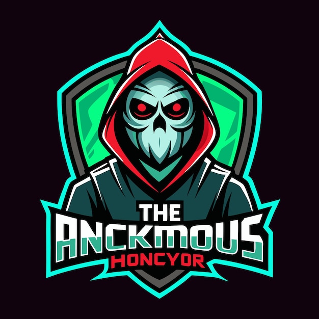 Vector mysterious hooded skull mascot logo for gaming and esports