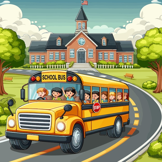 वेक्टर स्कूल बस वेक्टर कार्टून एआई द्वारा जेनरेट किया गया