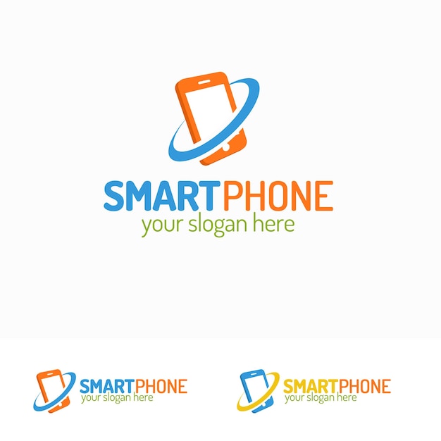 Vector smartphone logo set with silhouette phone with circle can used for mobile shop, mobile store, service and repair. perfect for your business design. vector illustration