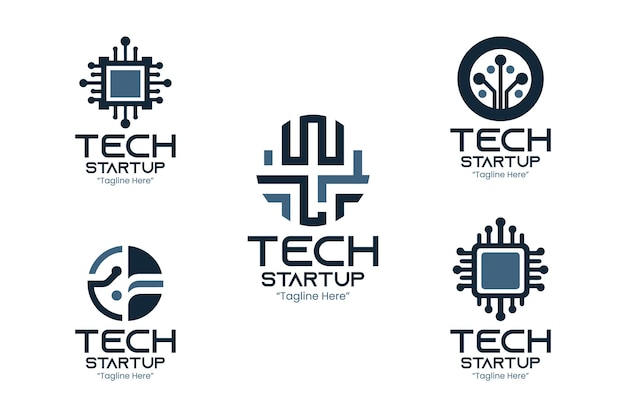 Vector tech startup logo collection