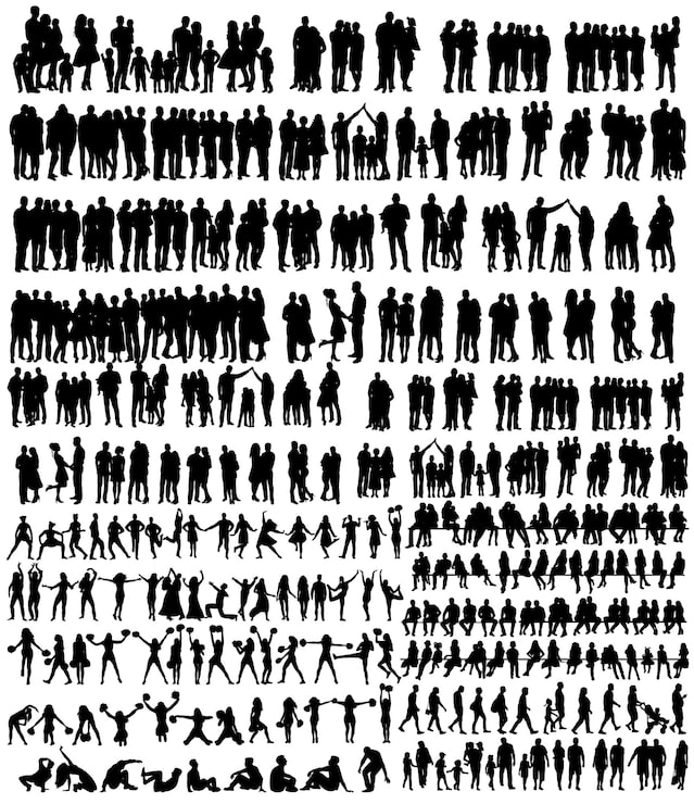 Vector vector isolated people silhouettes set