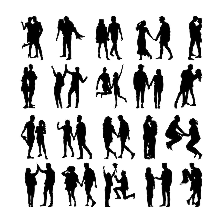 Vector vector silhouettes of a man and woman couple in love