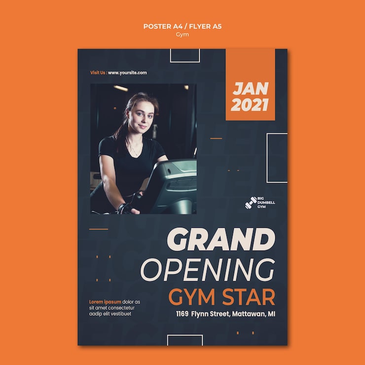 PSD gratuito cartel de diseño de plantilla de gimnasio