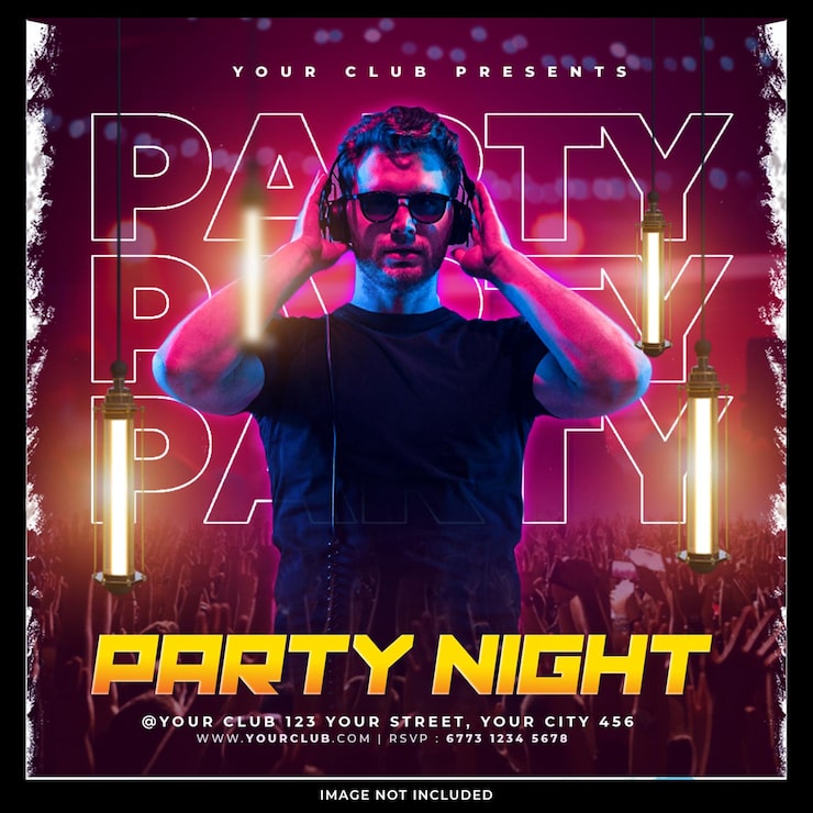 PSD gratuito club dj party flyer publicación en redes sociales