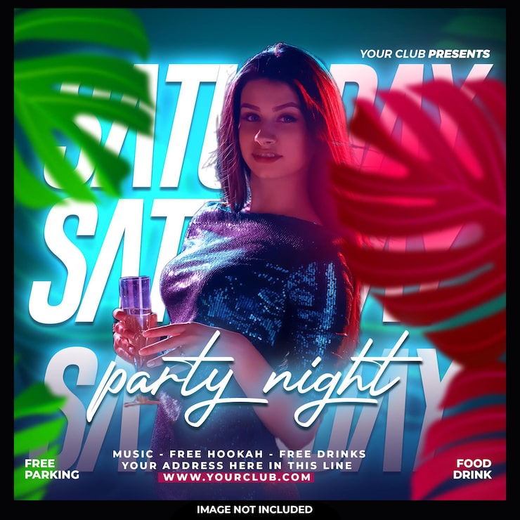 PSD gratuito club dj party night flyer publicación en redes sociales