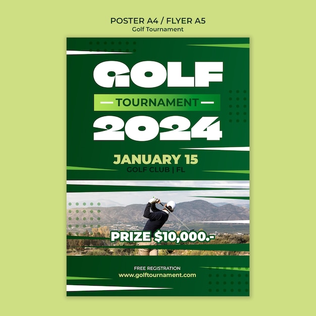 PSD gratuito diseño de plantilla de torneo de golf