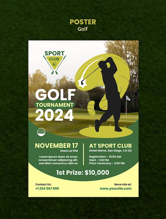 PSD gratuito diseño de plantillas de carteles de golf