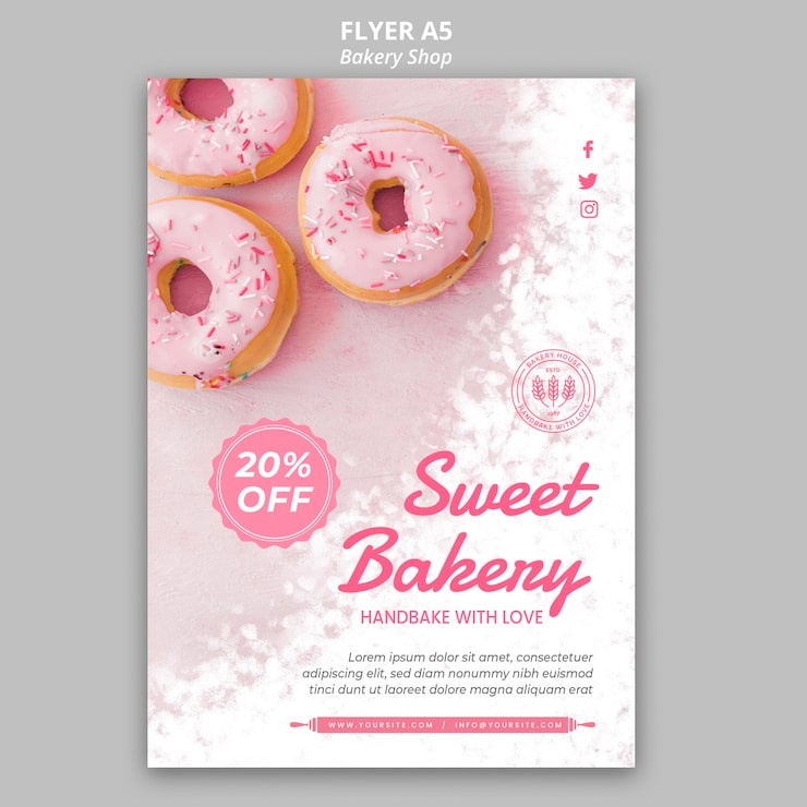 PSD gratuito folleto de la tienda de panadería