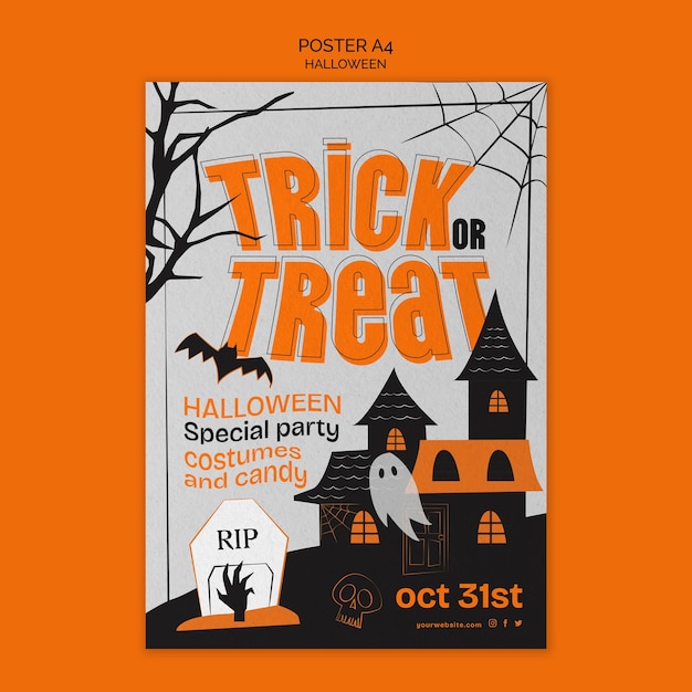 Gratis PSD halloween viering poster sjabloon