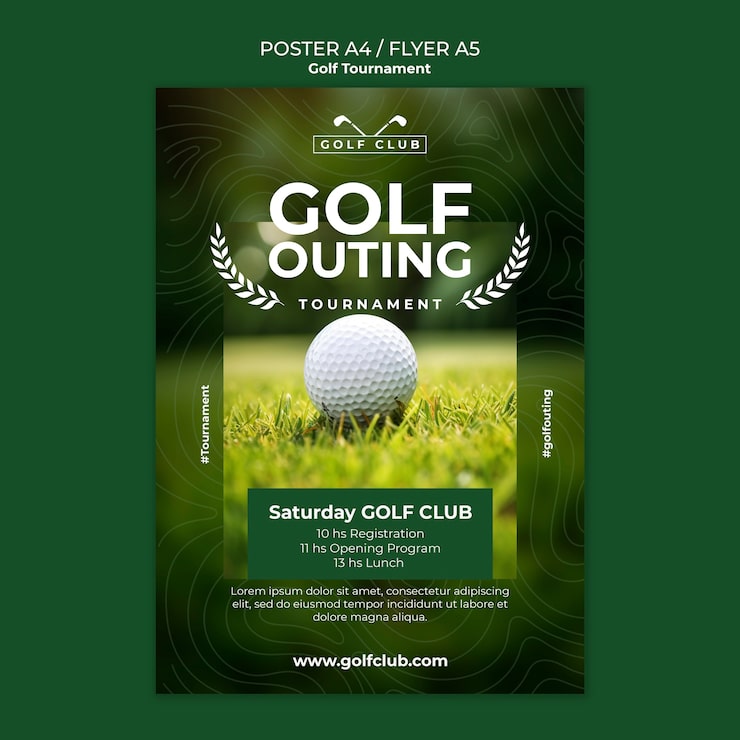 PSD gratuito plantilla de cartel de torneo de golf