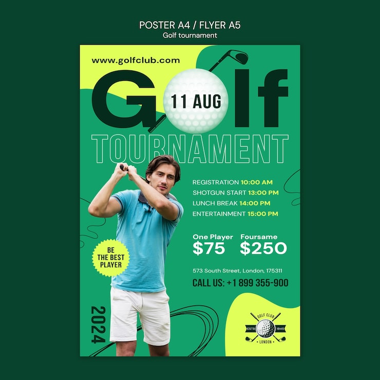 PSD gratuito plantilla de cartel de torneo de golf